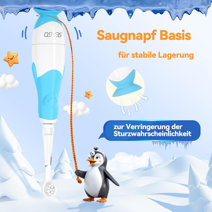 Seago Elektrische Zahnbürste Kinder Baby Zahnbürste ab 0 1 2 3 Jahr, mit LED Licht, Runder Weich Ers