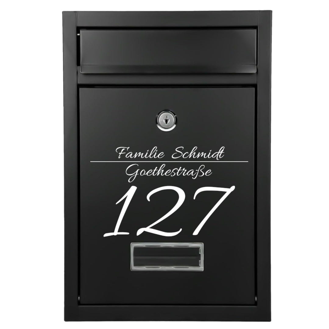 Verda Designer Briefkasten personalisiert 32 x 21,5 x 8,5cm, UV-Farbe, Edelstahl, Postkasten, Wandbr
