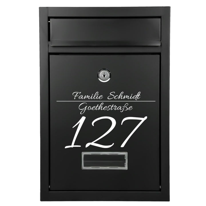 Verda Designer Briefkasten personalisiert 32 x 21,5 x 8,5cm, UV-Farbe, Edelstahl, Postkasten, Wandbr