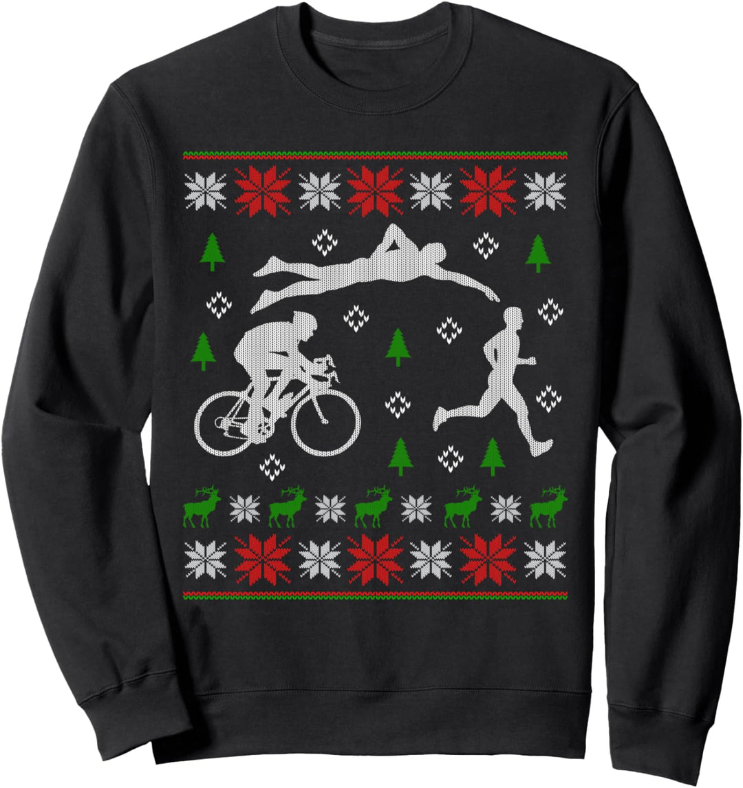 Ugly Christmas Weihnachtsfeier Triathlon Motiv Sweatshirt
