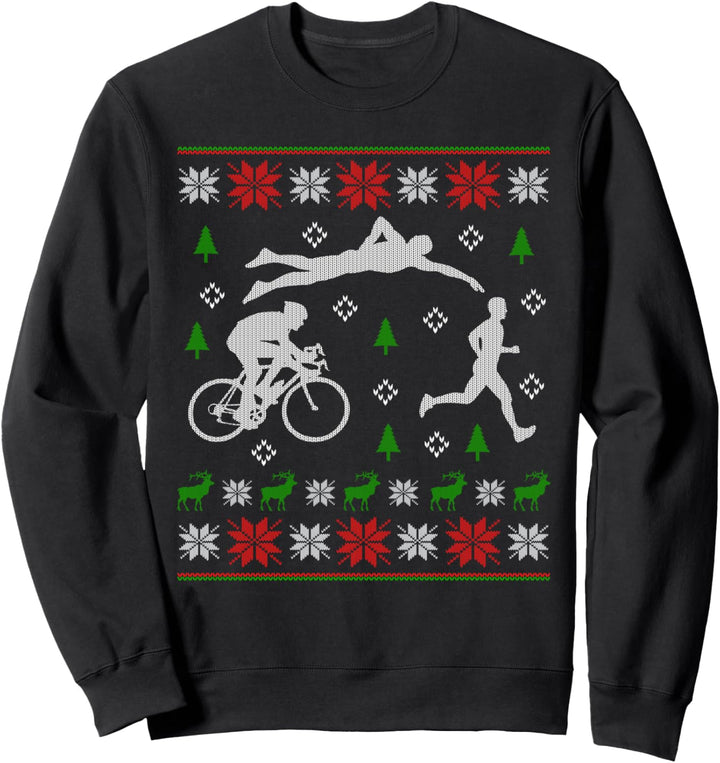 Ugly Christmas Weihnachtsfeier Triathlon Motiv Sweatshirt