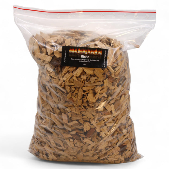 Räucherchips Birne 1000g - Fruchtige Grill-Chips für Geflügel, Käse & Schwein, BBQ Woodchips 4-10mm