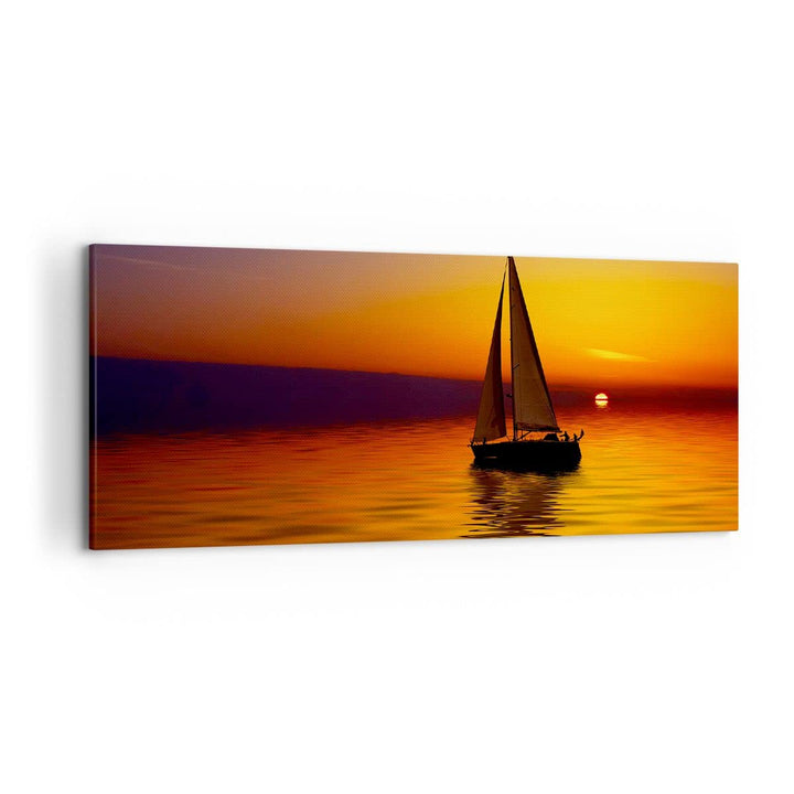 Wandbilder Dekoration Wohnzimmer Boot Sonnenuntergang Landschaft Panorama Bilder auf Leinwand 120x50