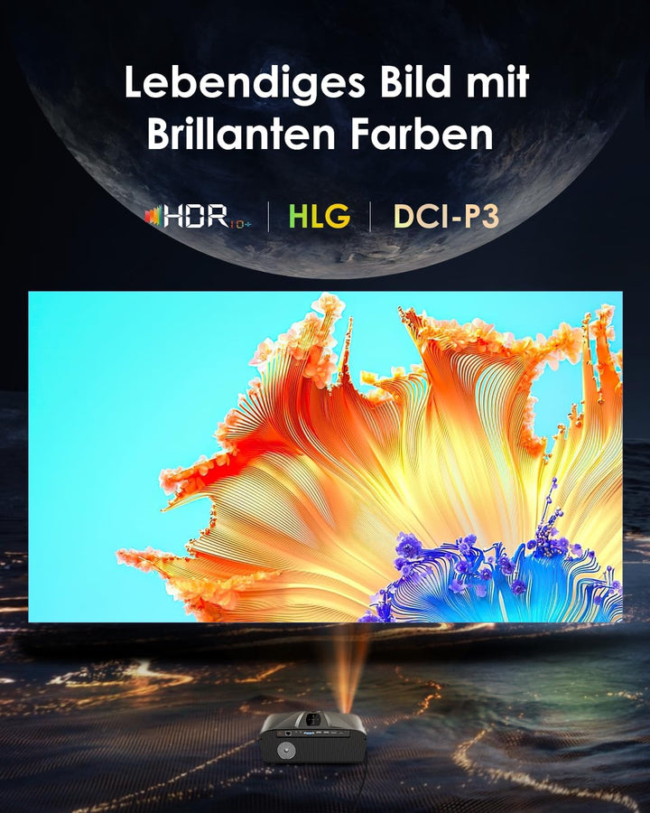 4K Beamer Ultra HD 2300ANSI Tageslicht Projektor Heimkino HDR10 WiFi6 Bluetooth NFC Smart Android Be