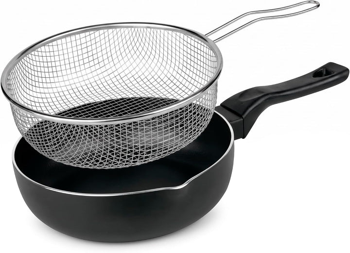 MGE - Frittierpfanne - Induktion Schnell - Bratpfanne - Fritteuse - Wok - Schwarz - 26 cm