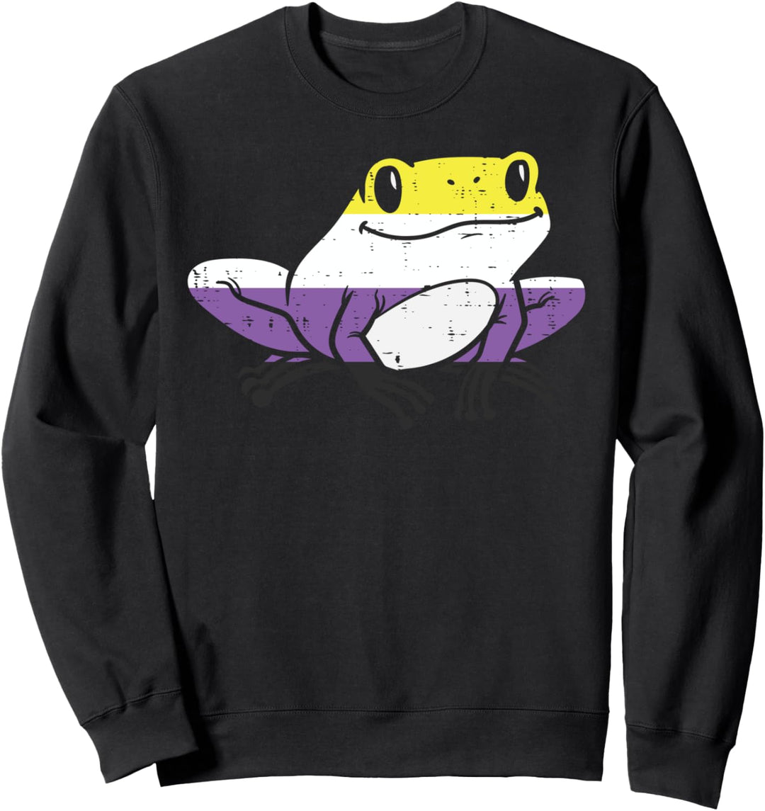 Frog Animal LGBTQ Non-Binary Flag Genderqueer Men Women Sweatshirt