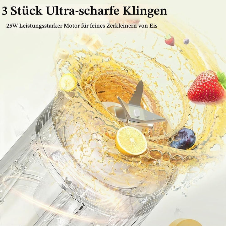Tragbarer Mixer 600ml Smoothie Maker to Go mit LCD Display, 20.000 U/min, Tragbarer Entsafter USB Wi