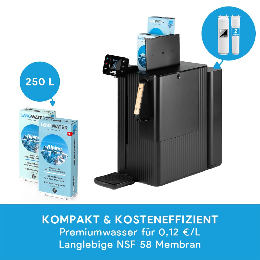 LANGWATER Osmoseanlage Auftisch TheWell 2 - mit Mineralisierung, Aromen, Heisswasserspender – Umkehr