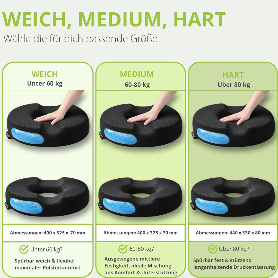 feela.® Orthopädisches Sitzring [3 Härtegrade] – Hämorrhoiden Sitzkissen mit Loch – nach OP & Geburt