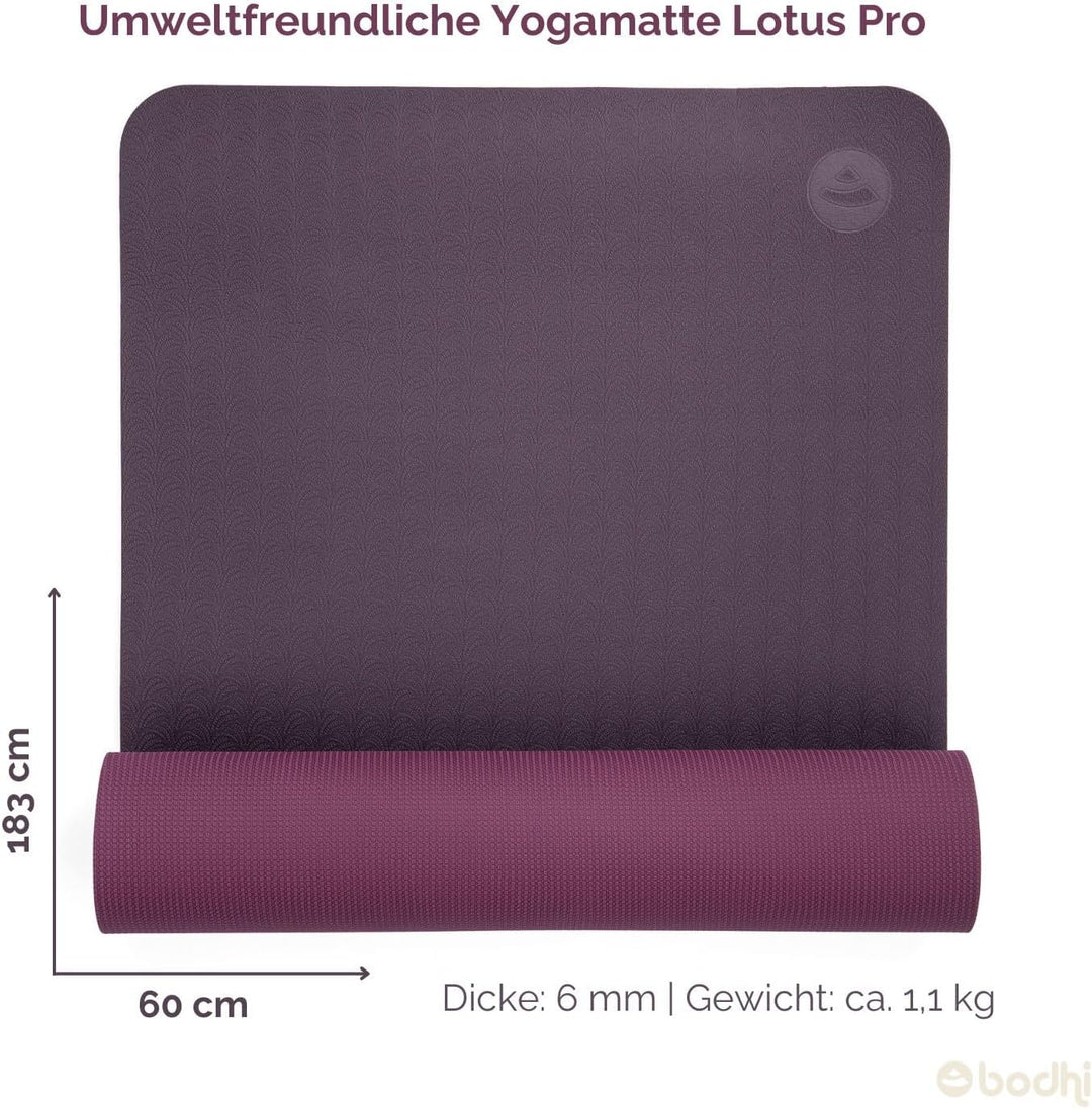 Bodhi Yogamatte Lotus PRO, auch für Gymnastik, Pilates und Fitness, weiche und rutschfeste TPE Matte