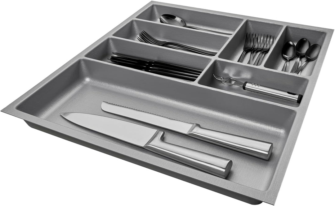 SO-BOX 2 Besteckkasten Breite 50,9 cm, Tiefe 46,2 cm mit silbergrauer Kanvas-Struktur für Schubladen