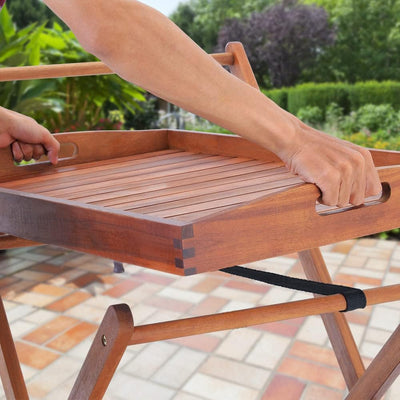 Casaria Servierwagen mit Rollen FSC®- zertifiziertes Akazien Holz 2 Ebenen Tablett Flaschenhalter Kü