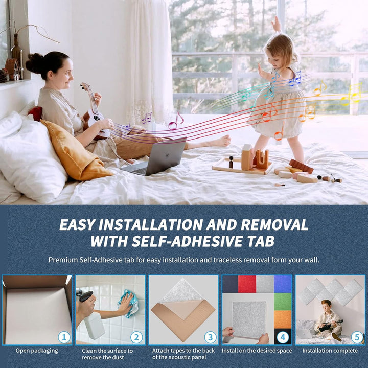 Quadratische Akustikplatten selbstklebend 12 Stück I Schallabsorber Schallschutz mit hoher Dichte fü