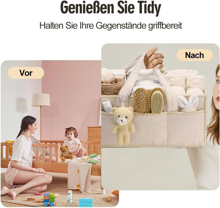 Wickeltasche Organizer Plüsch Qualitäts-Upgrade, Tragbarer Wickeltisch Organizer mit Teddy, Baby Wic