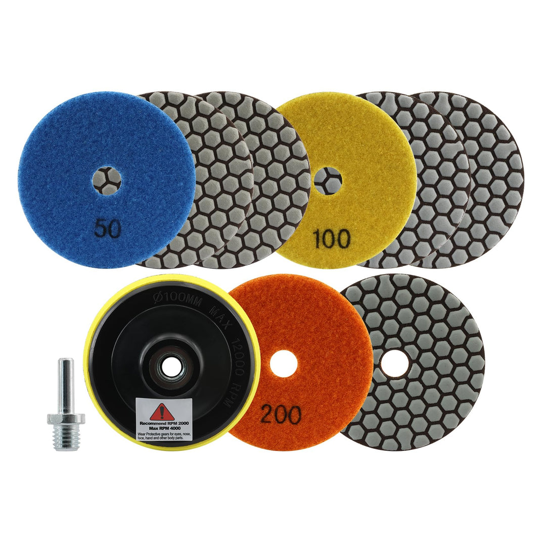 FOCSTOL Diamant Trocken Polierscheiben - 8 Stück 100mm (