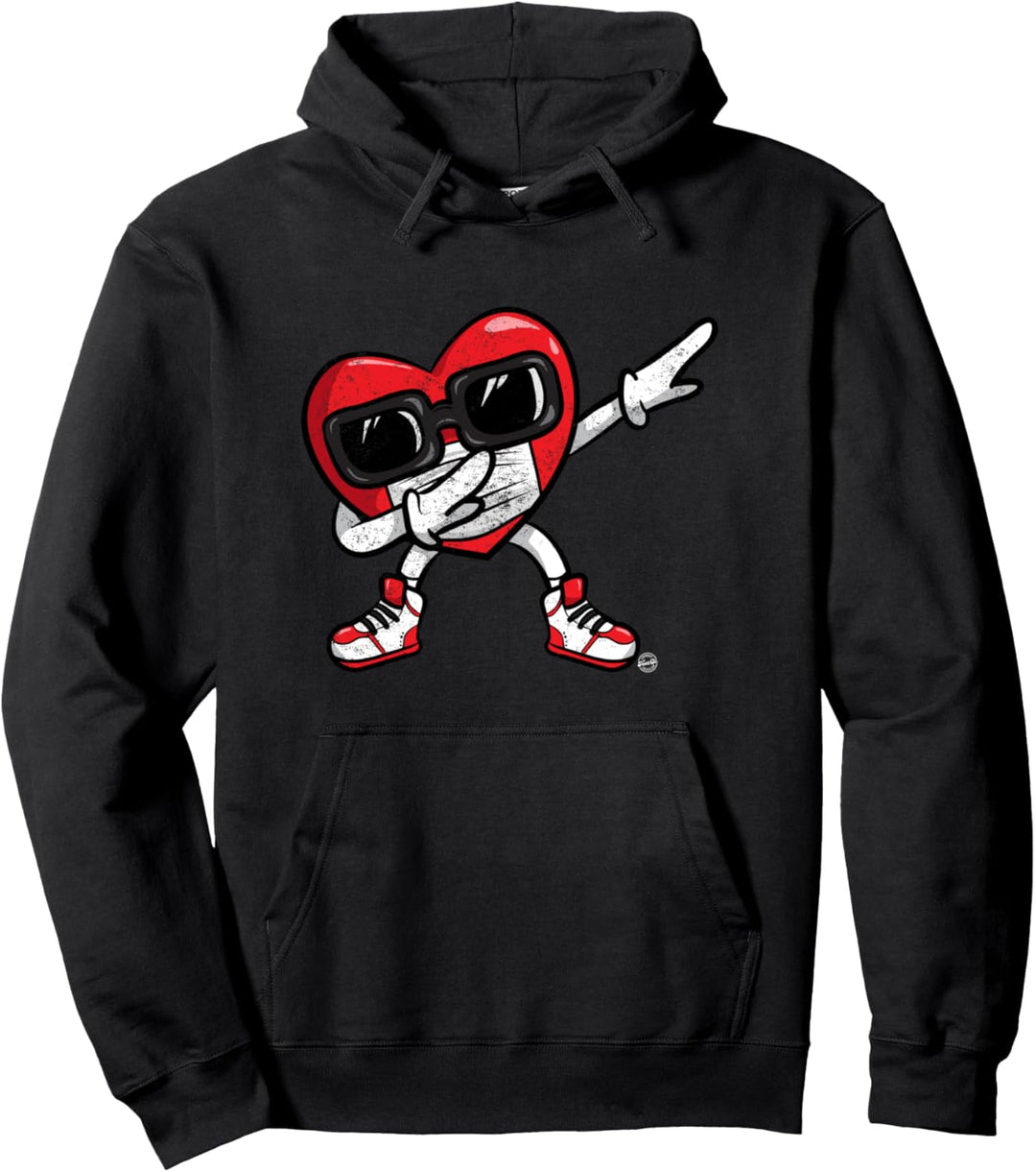 Heart Dabbing w/ Mask Funny Valentine's Day Gift Graphic Pullover Hoodie