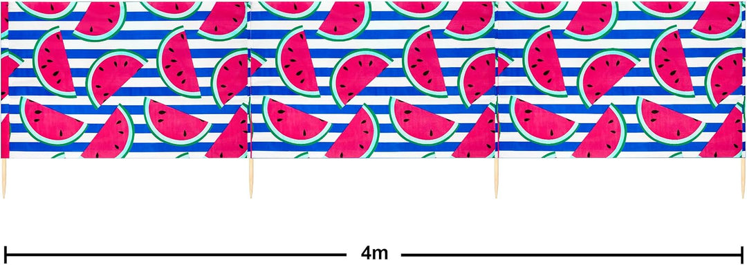 Ladeheid Windschutz Strand Sichtschutz mit Holzstab praktisches Strand Zubehör LAEX001 4 m Wassermel
