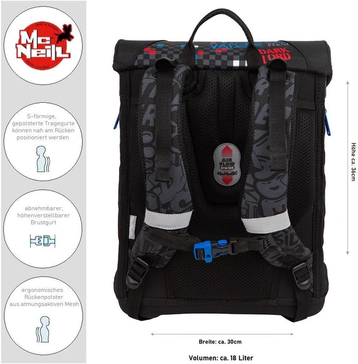 Familando - McNeill Teneris Schulranzen Set - 10-teilig mit Schultüte - Star Wars Darth Vader - Ergo