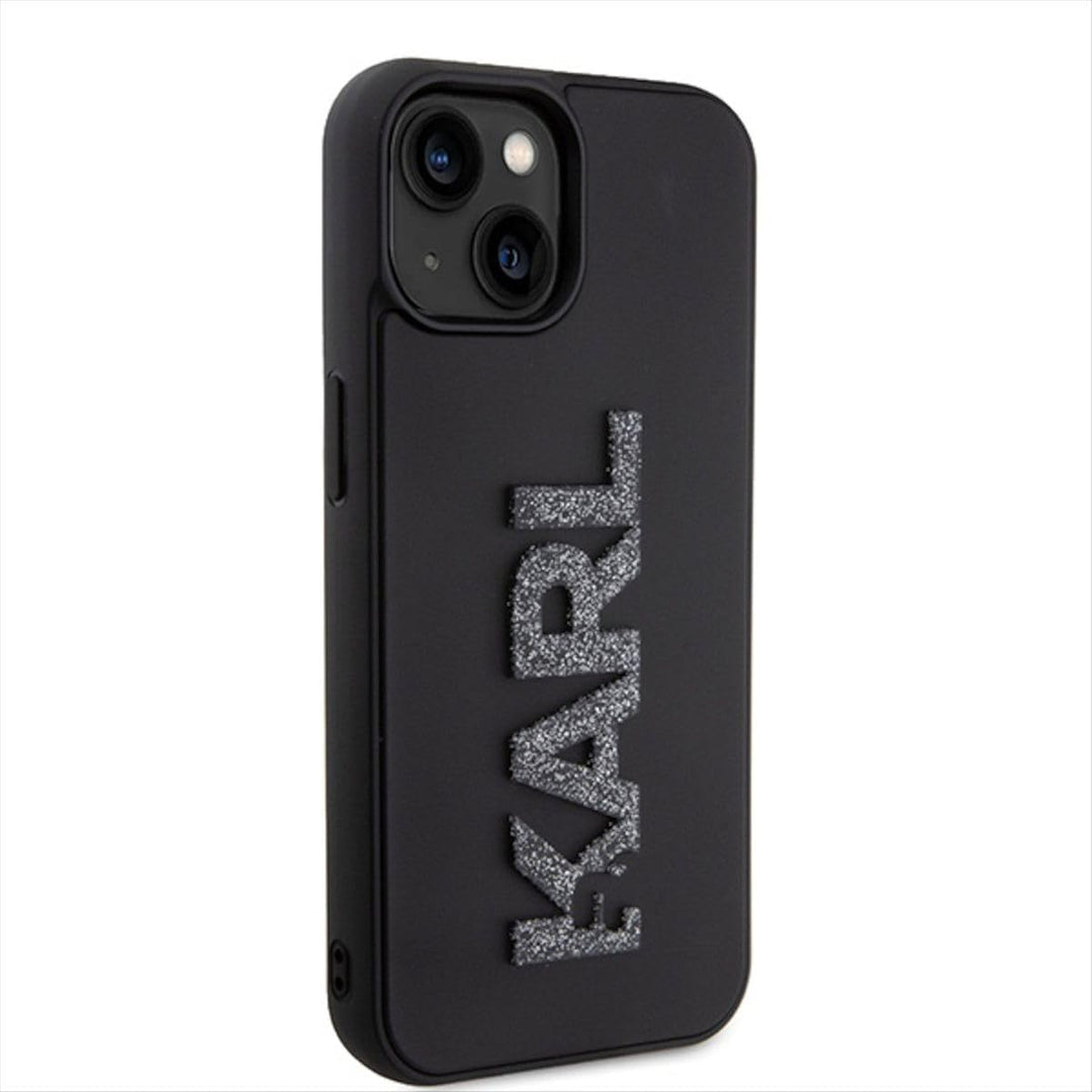Karl Lagerfeld KLHCP15S3DMBKCK Hülle für iPhone 15 6.1" Schwarz hardcase 3D Rubber Glitter Logo