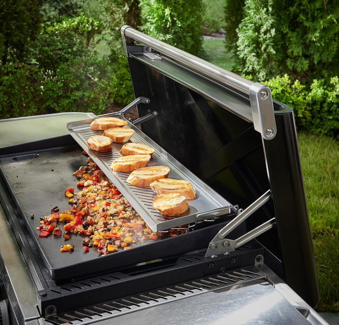 Weber Warmhalterost mit Zwei Ebenen/Für die Slate 76 cm Plancha, Edelstahlzubehör mit erhöhten Rände