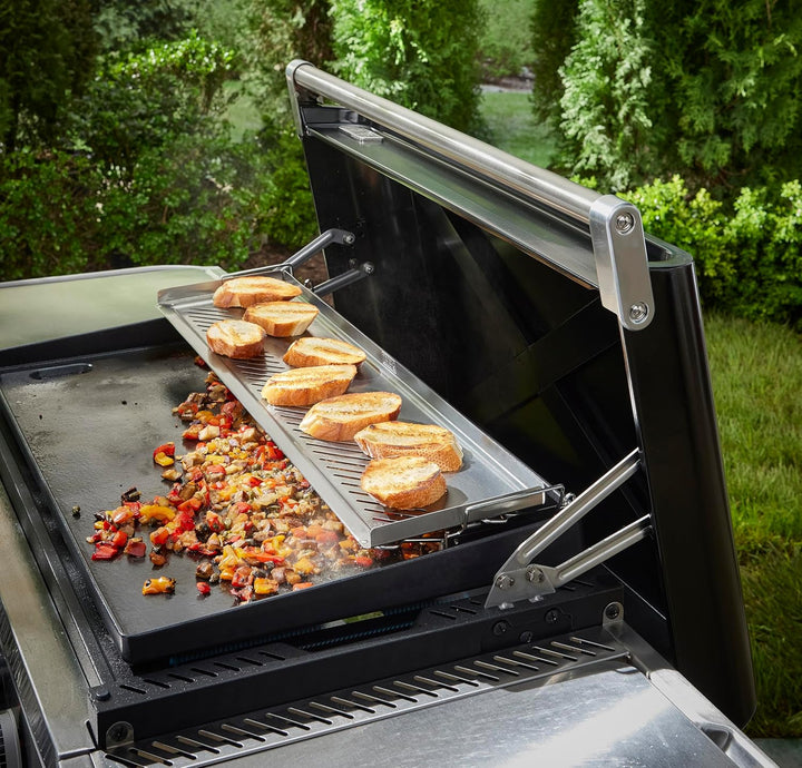 Weber Warmhalterost mit Zwei Ebenen/Für die Slate 76 cm Plancha, Edelstahlzubehör mit erhöhten Rände