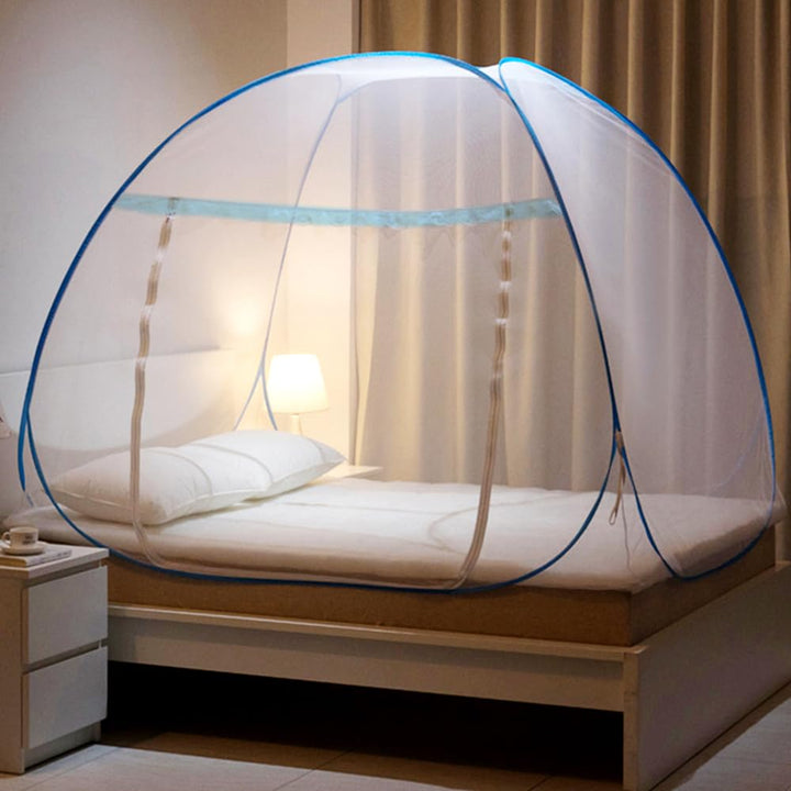 mizikuu Moskitonetz Bett, Pop up Doppeltür Moskitozelt 150 * 200cm Tragbare Faltbares Bett-Moskitone