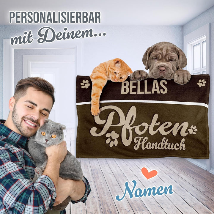 PR Print Royal Personalisiertes Hundehandtuch mit Name selbst gestalten - Pfotenhandtuch - Pfotentuc