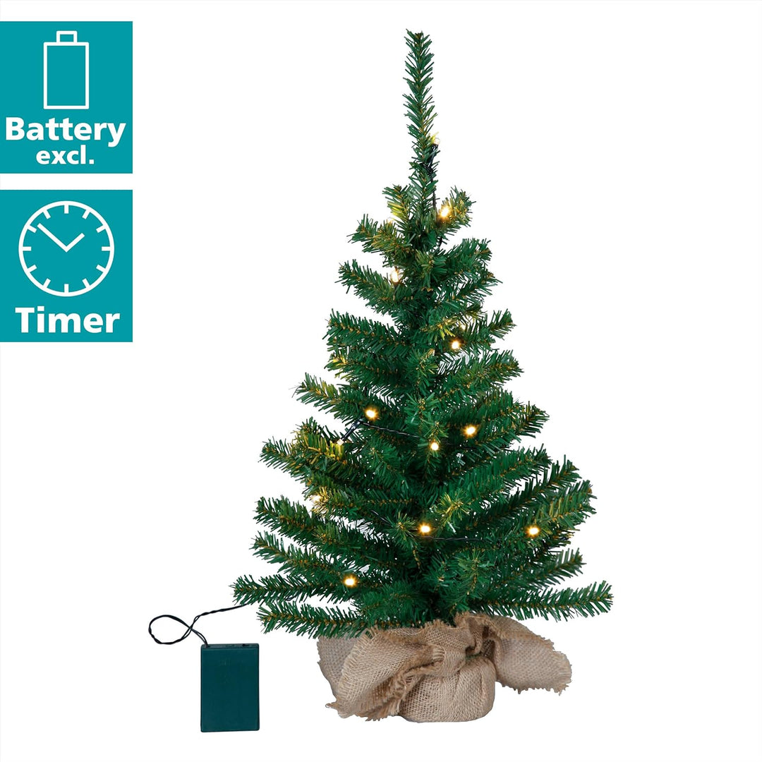 EGLO künstlicher Weihnachtsbaum 60 cm für innen, Deko-Tannenbaum mit LED-Beleuchtung warmweiss und T
