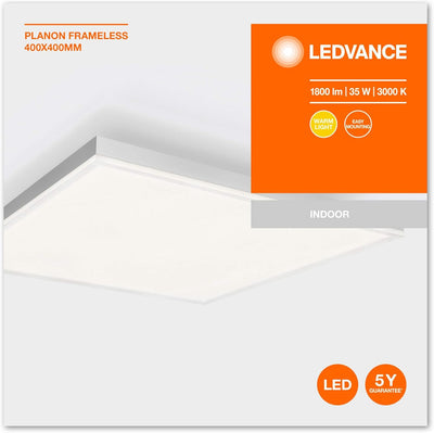 LEDVANCE LED Panel-Leuchte, Leuchte für Innenanwendungen, Warmweiss, Länge: 40x40 cm, Planon Framele