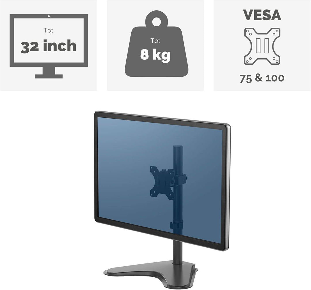 Fellowes Monitorarm Seasa mit Standfuss - höhenverstellbar - ergonomisch - für 1 Monitor bis 81,28 c