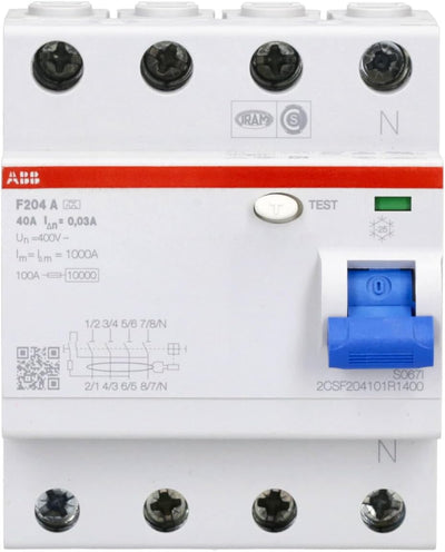 ABB F200 RCCB, 4-polig, 40A, 30mA Typ A CE 400V ac Single, Single
