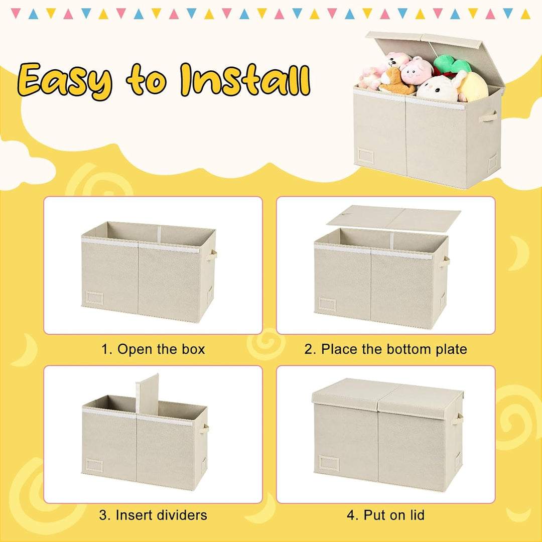 Aufbewahrungsbox mit Deckel | 72L, 60 x 31 x 38 cm | Extra Gross Aufbewahrungsbox Kinder - Faltbar S