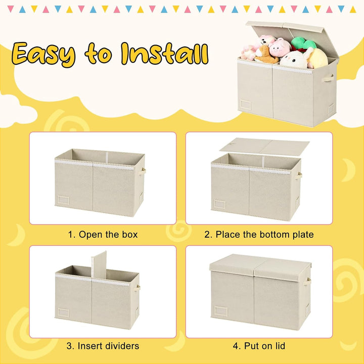 Aufbewahrungsbox mit Deckel | 72L, 60 x 31 x 38 cm | Extra Gross Aufbewahrungsbox Kinder - Faltbar S