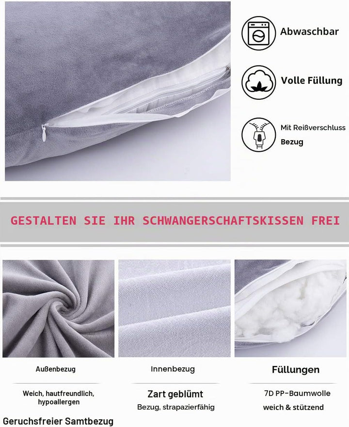 AS AWESLING 153 cm Ganzkörperkissen | Stillkissen, Schwangerschaftskissen, extra grosses U-förmiges