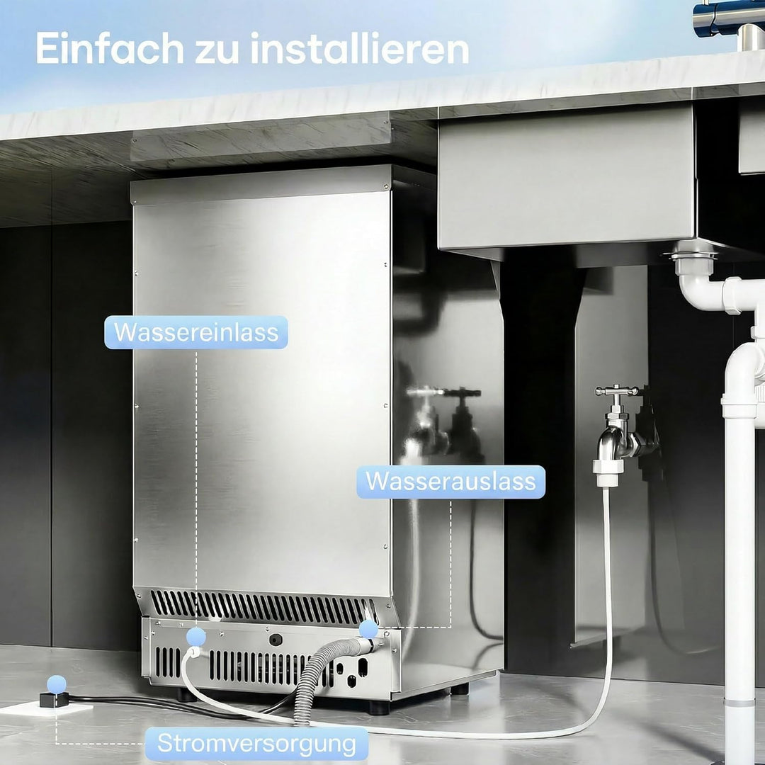 HOMCOM Kommerzielle Eiswürfelmaschine 45kg/24H selbstreinigend Eismaschine mit 7,5 kg Speicher, Time