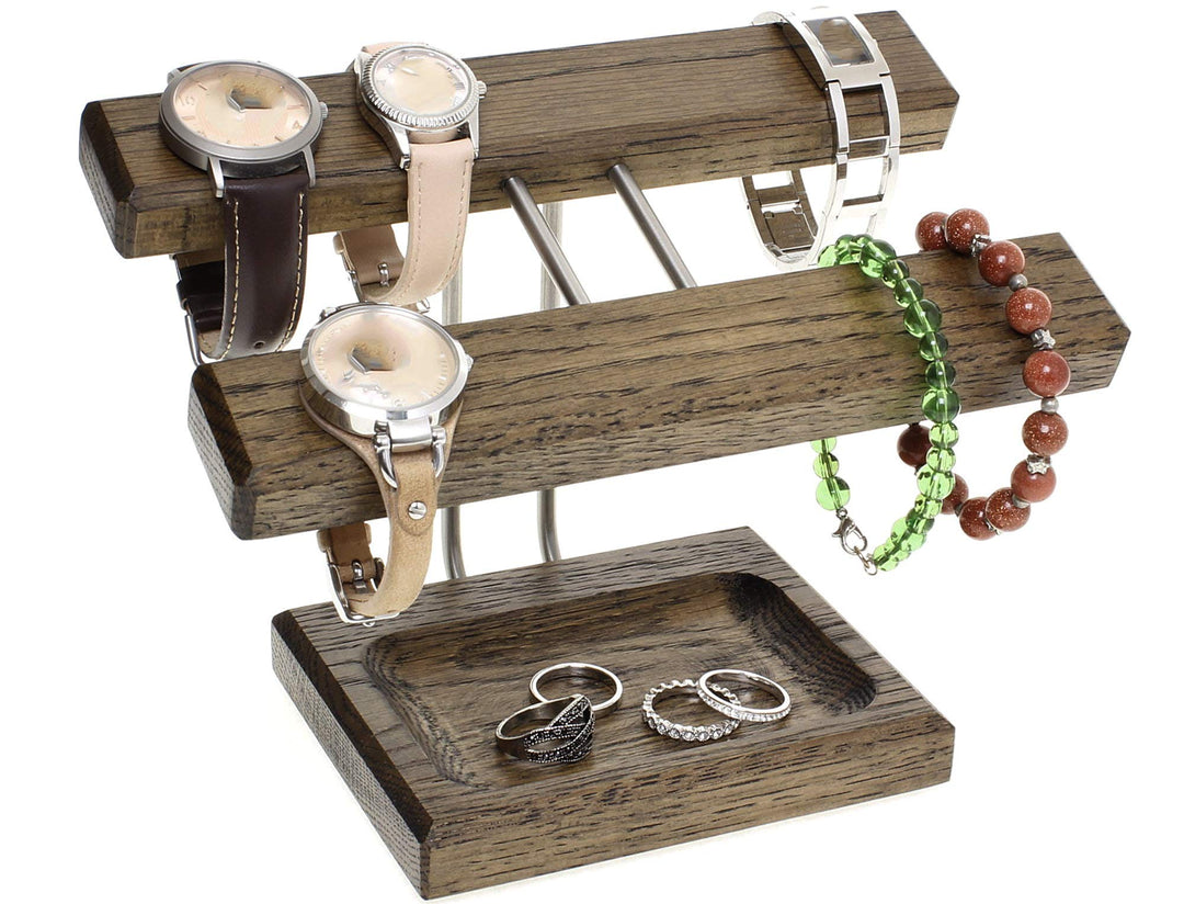 Uhrenhalter Armbandhalter Schmuckablage Eiche natur geölt. Made in Germany (Eiche schwarz geölt)