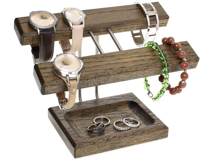Uhrenhalter Armbandhalter Schmuckablage Eiche natur geölt. Made in Germany (Eiche schwarz geölt)