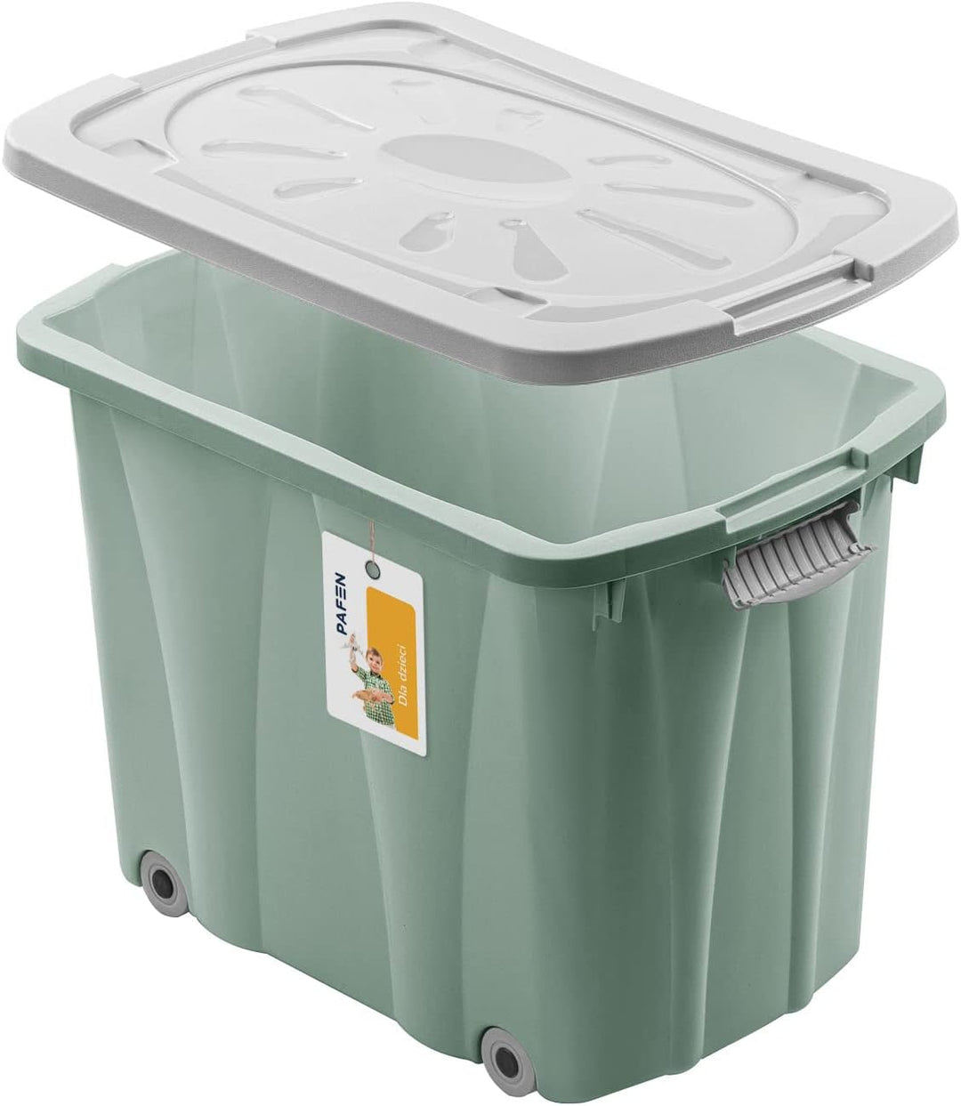 PAFEN Piraten Spielzeugkiste 62l mit Rollen - Schatzkiste 58 x 42 x 37,5cm - Spielzeugbehälter mit D