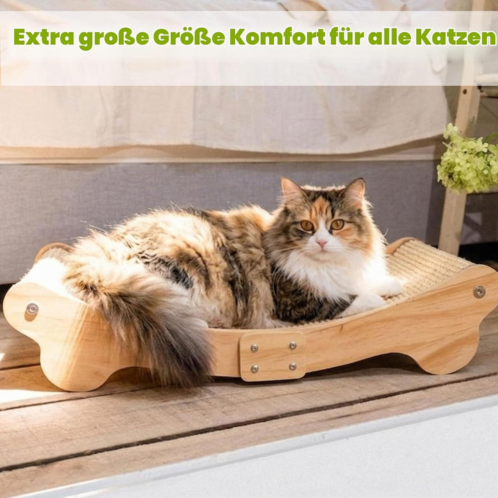 Sisal Kratzbretter Katze mit 160° Bogenform – Katzen Kratzbrett aus natürlichem Sisal &amp; Massivholz,