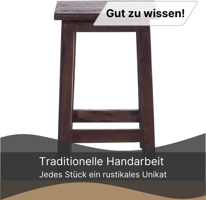DESIGN DELIGHTS RUSTIKALER Holz SITZHOCKER Madero | 48x30x30 cm (HxBxT), Recyclingholz | Holzhocker