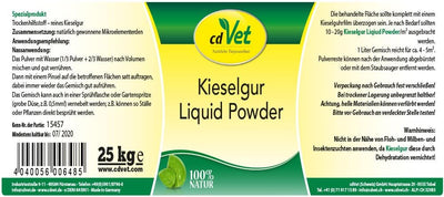 cdVet Kieselgur Liquid Powder 25 kg - Kieselalgen Puder zur Bindung von Feuchtigkeit Flohkot Milbenk