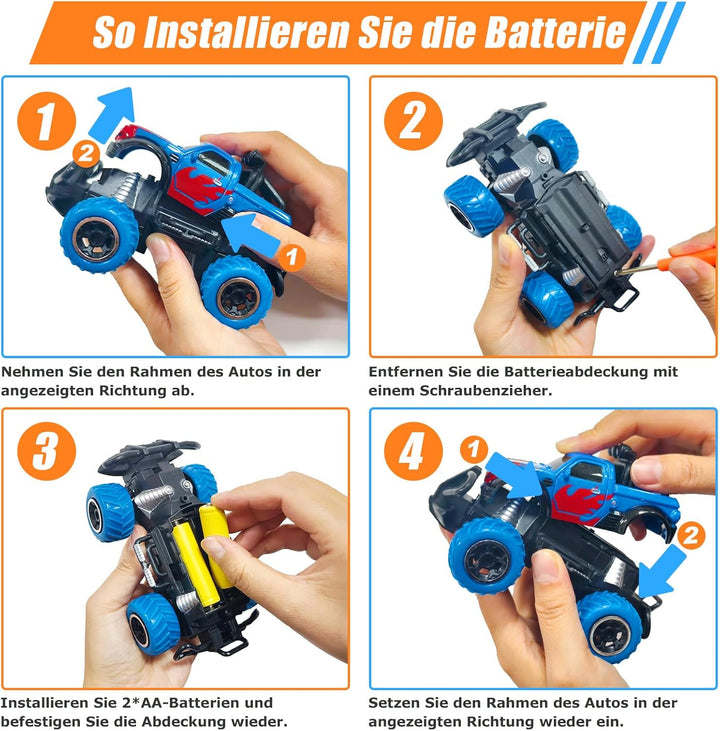 Pup Go Monster Truck Ferngesteuertes Auto mit Licht für Kinder 3-9 Jahr, Robust Mini RC Auto Schnell