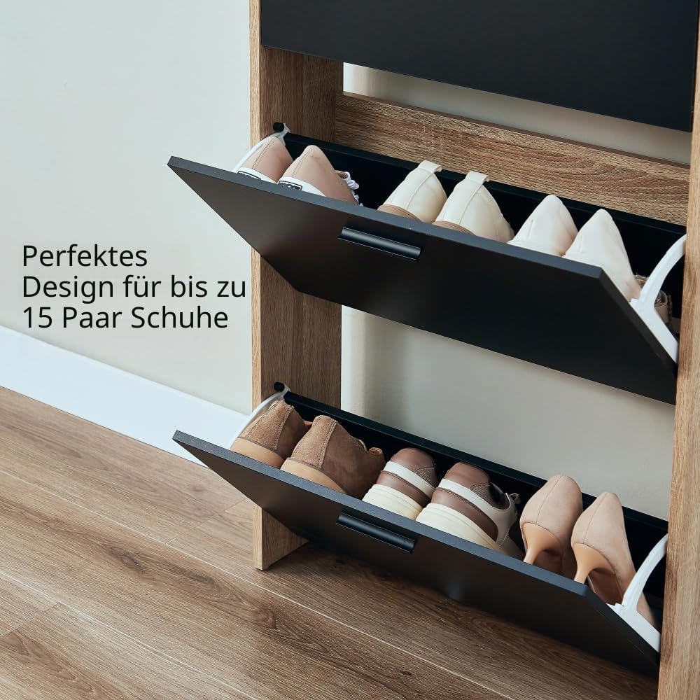 CASABEL Schuhschrank für 15 Paar – grosse Kapazität für den Eingangsbereich – L 60 x B 17 x H 180 cm
