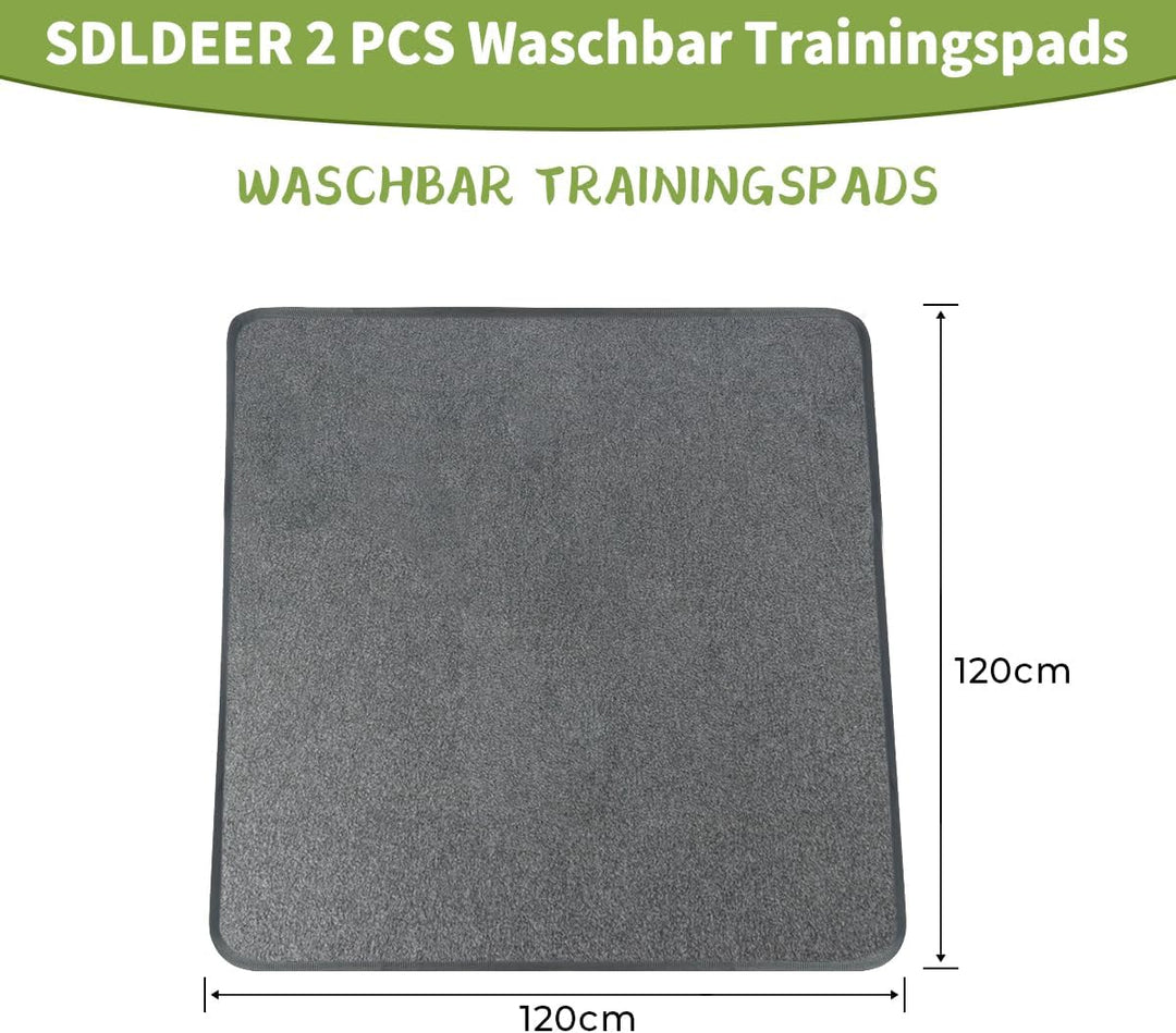 Waschbar Trainingspads für Hunde, 2 Stück 122cm x 122cm Wiederverwendbare Hundetrainingspads, rutsch