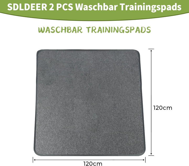 Waschbar Trainingspads für Hunde, 2 Stück 122cm x 122cm Wiederverwendbare Hundetrainingspads, rutsch