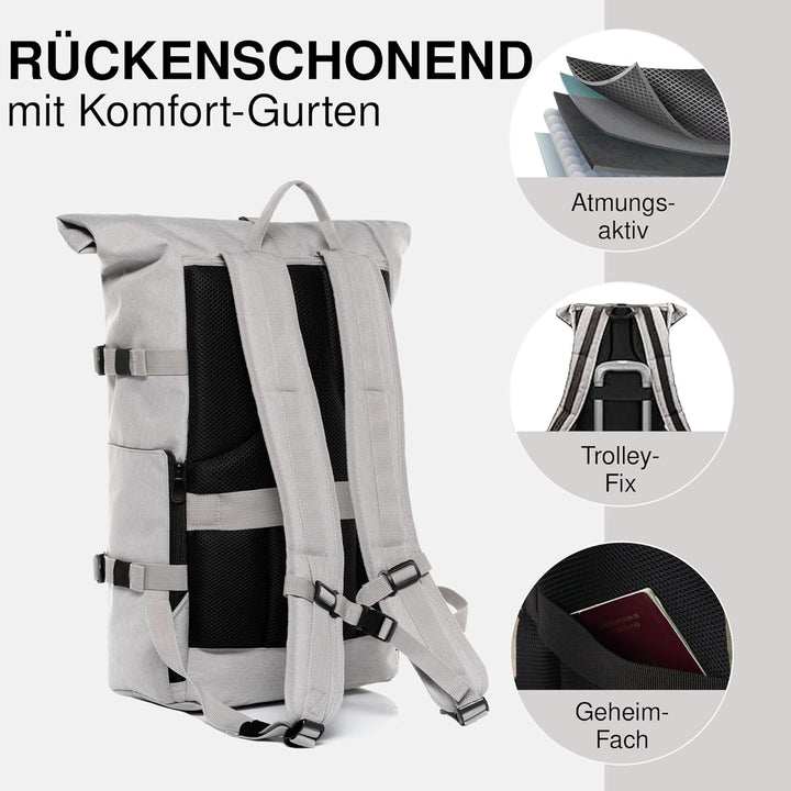 SONS OF ALOHA Rucksack KANE Roll-Top Kurierrucksack XL gross - PET recycelt, wasserabweisend - Wande