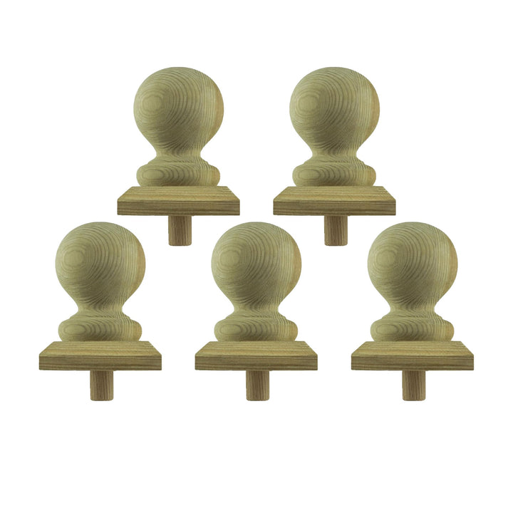 h2i Pfostenkappe Kugel | Holz imprägniert | 80 x 80 mm | 5 Stück | Abdeckkappe für Garten Holzpfoste