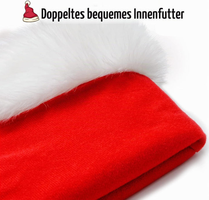 BOSONER Weihnachtsmütze Nikolausmütze Plüsche Weihnachtsmann Mütze: Rote Santa Mütze Warm Dicker Nik
