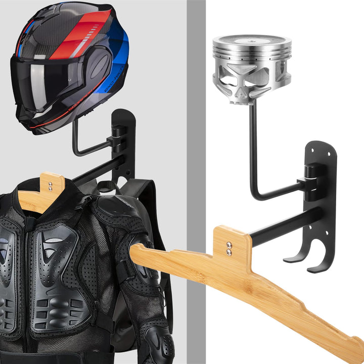 Motorrad Zubehör für Biker – 2-in-1 Wandhalterung für Helm & Jacke – Stylischer Helmhalter im Totenk