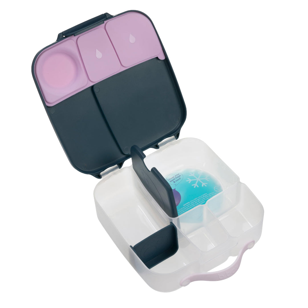 b.box Lunchbox mit Unterteilung für Kinder, Silikon, mit verstellbaren Trennwänden, Indigo Rose, Ind